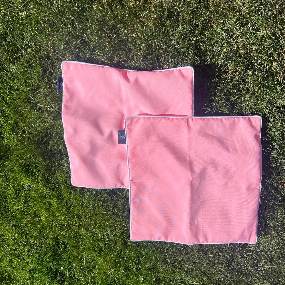 Pack of 2 NEW Pink Outdoor Pillow Covers. Waterproof 18”x 18”